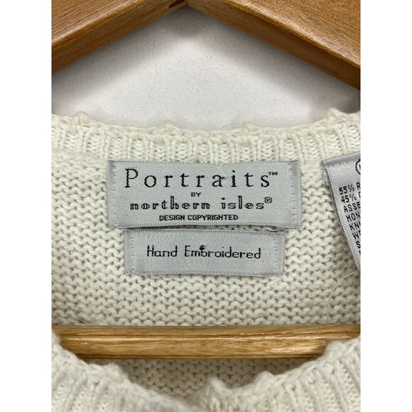Hand Embroidered Floral Cardigan Northern Isles Women's Medium Short Sleeve New - Picture 4 of 9